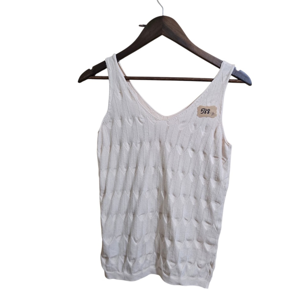 Unbranded Women's Tank Top Size Med Cream Woven Lightweight Spring Summer Casual